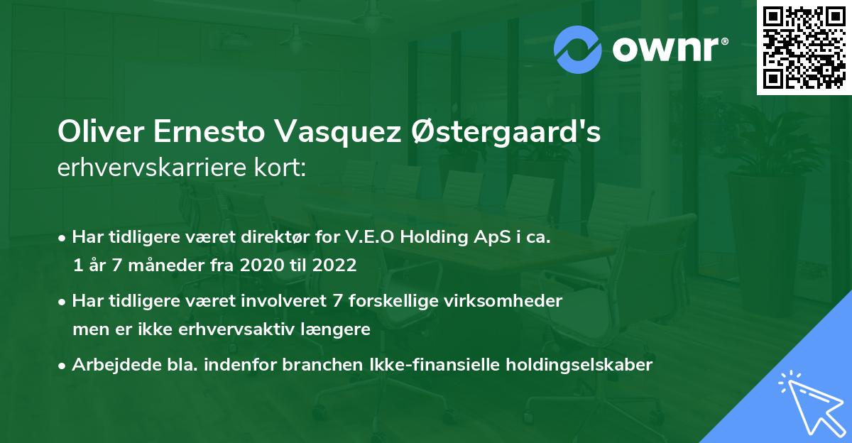 Oliver Ernesto Vasquez Østergaard's erhvervskarriere kort