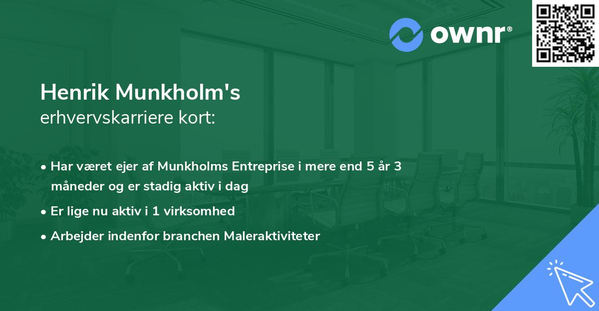 Henrik Munkholm's erhvervskarriere kort