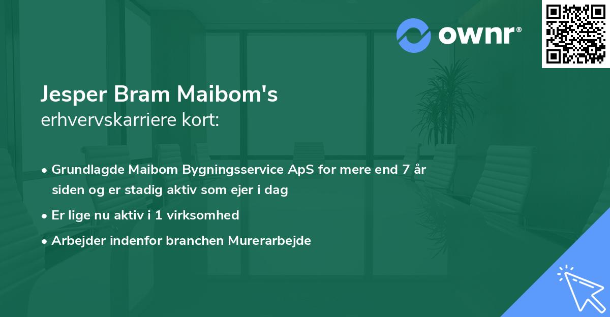 Jesper Bram Maibom's erhvervskarriere kort