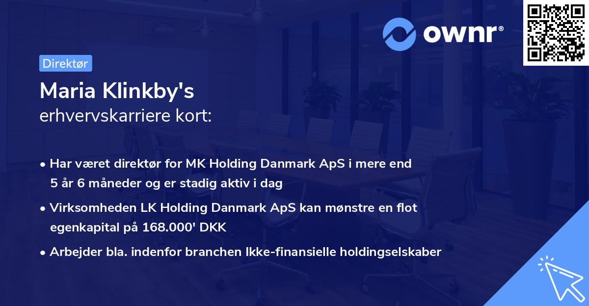 Maria Klinkby's erhvervskarriere kort