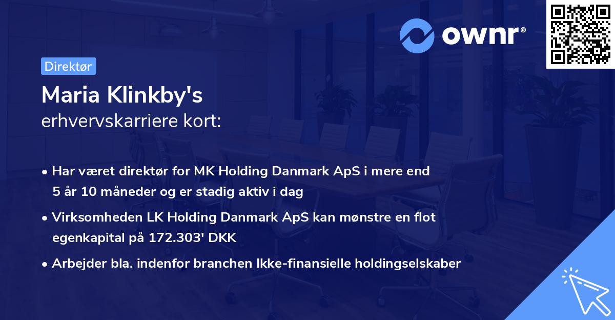 Maria Klinkby's erhvervskarriere kort