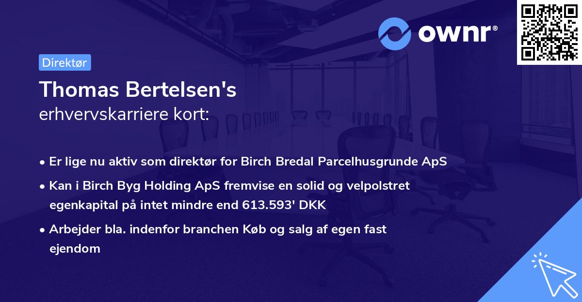 Thomas Bertelsen's erhvervskarriere kort