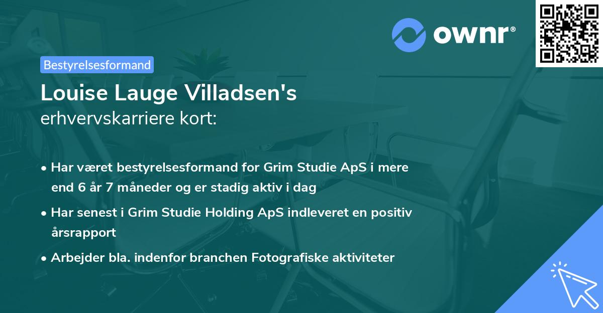 Louise Lauge Villadsen's erhvervskarriere kort