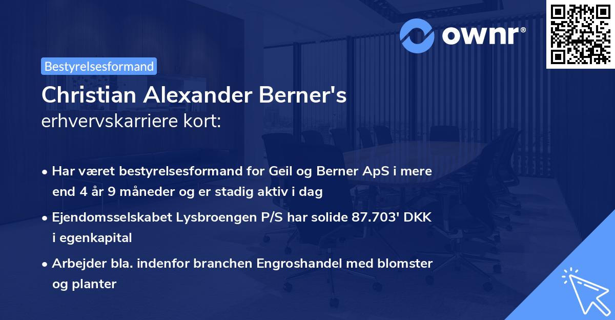 Christian Alexander Berner's erhvervskarriere kort