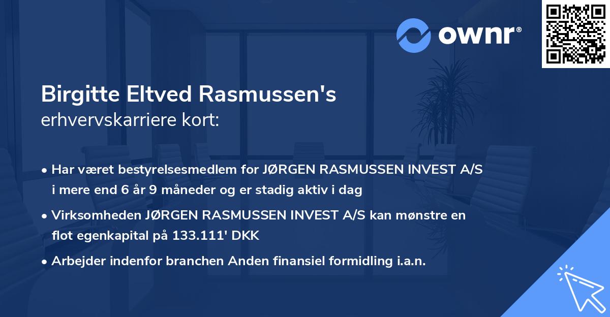 Birgitte Eltved Rasmussen's erhvervskarriere kort