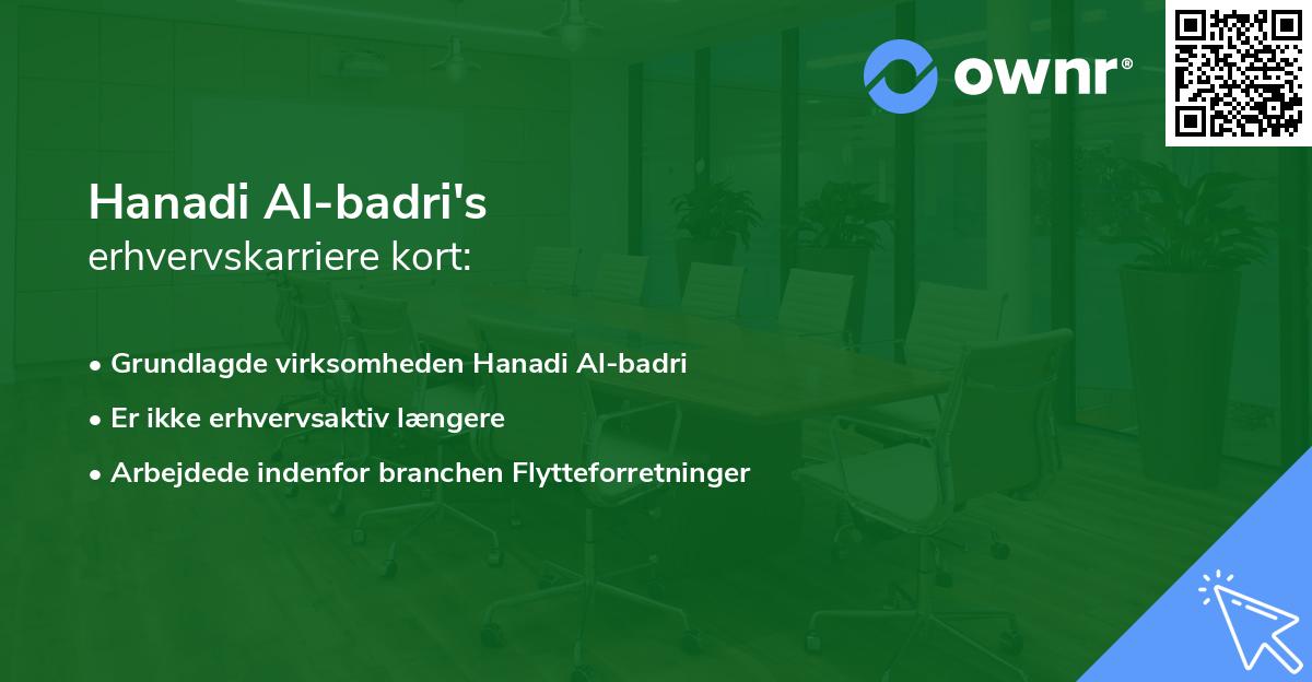 Hanadi Al-badri's erhvervskarriere kort