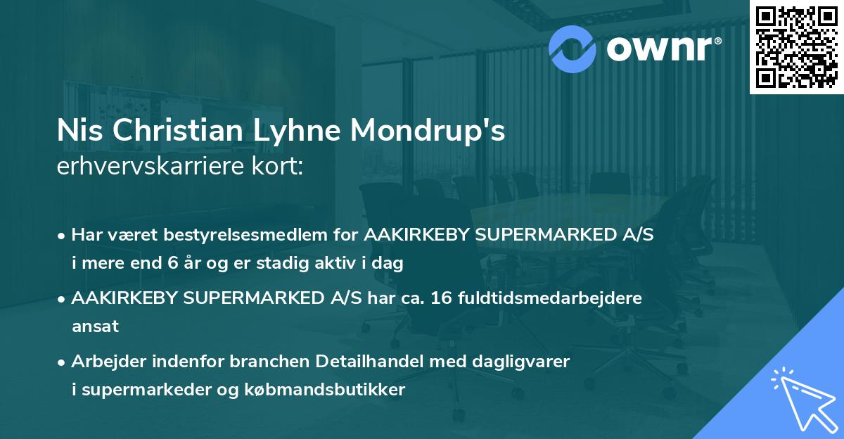 Nis Christian Lyhne Mondrup's erhvervskarriere kort