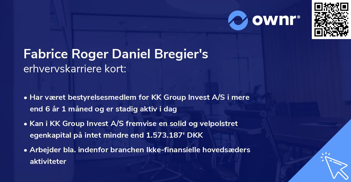 Fabrice Roger Daniel Bregier's erhvervskarriere kort