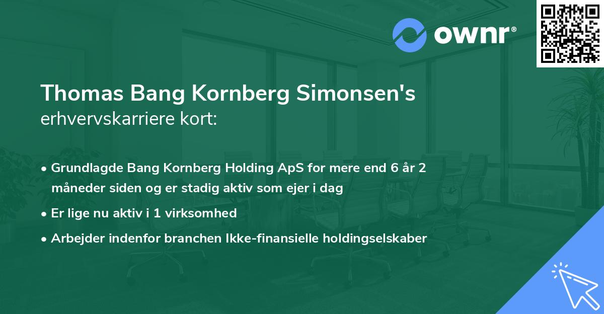 Thomas Bang Kornberg Simonsen's erhvervskarriere kort