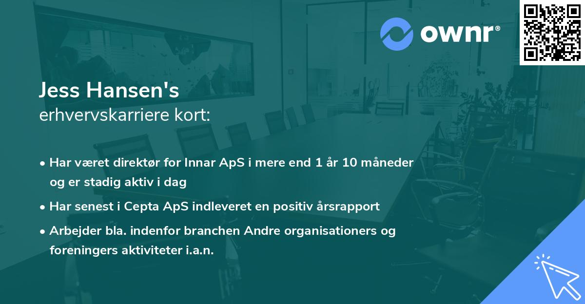 Jess Hansen's erhvervskarriere kort