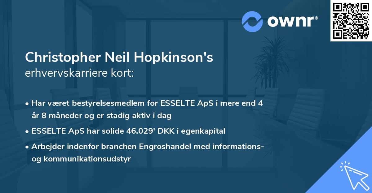 Christopher Neil Hopkinson's erhvervskarriere kort