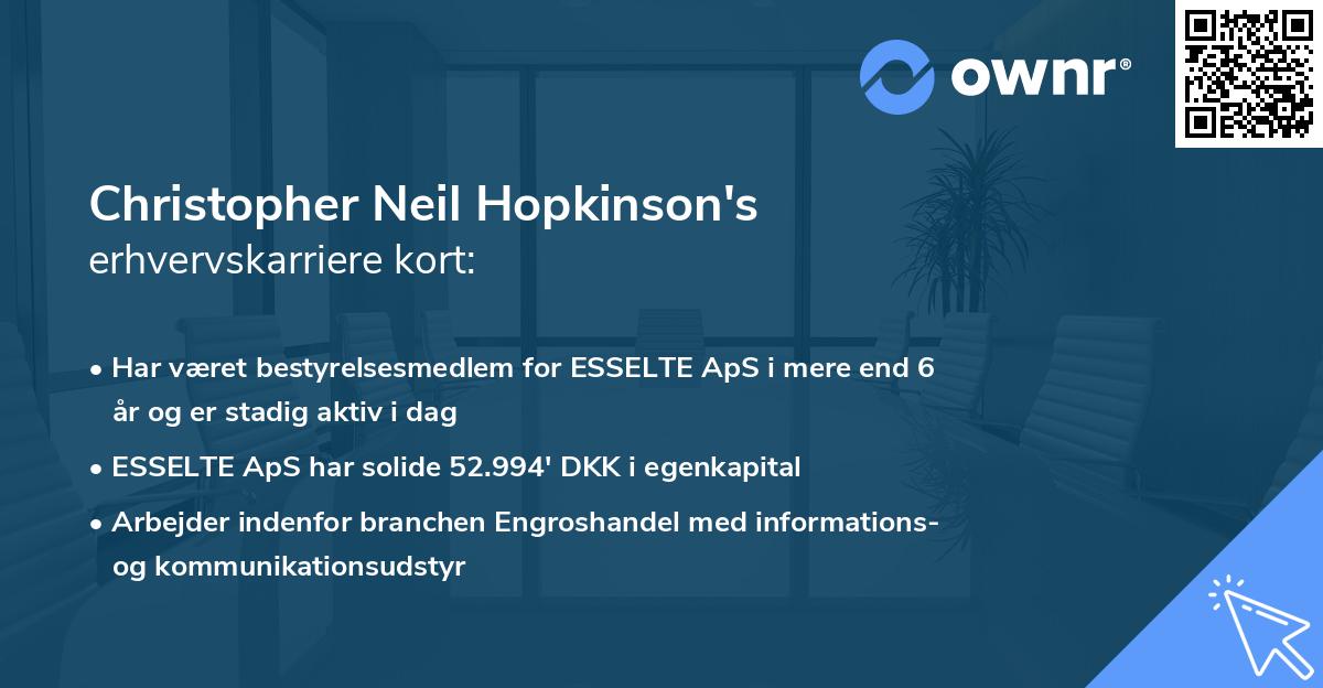 Christopher Neil Hopkinson's erhvervskarriere kort