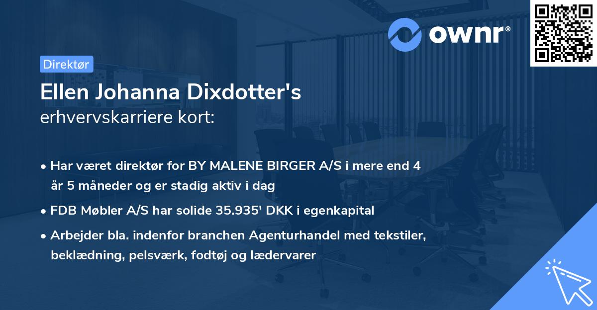 Ellen Johanna Dixdotter's erhvervskarriere kort