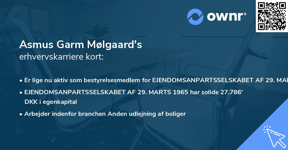 Asmus Garm Mølgaard's erhvervskarriere kort