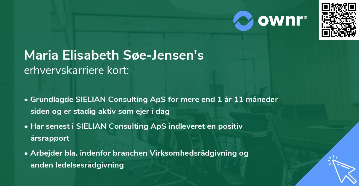 Maria Elisabeth Søe-Jensen's erhvervskarriere kort
