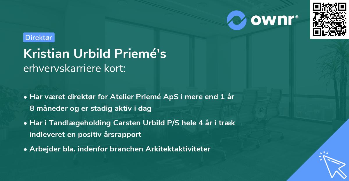 Kristian Urbild Priemé's erhvervskarriere kort
