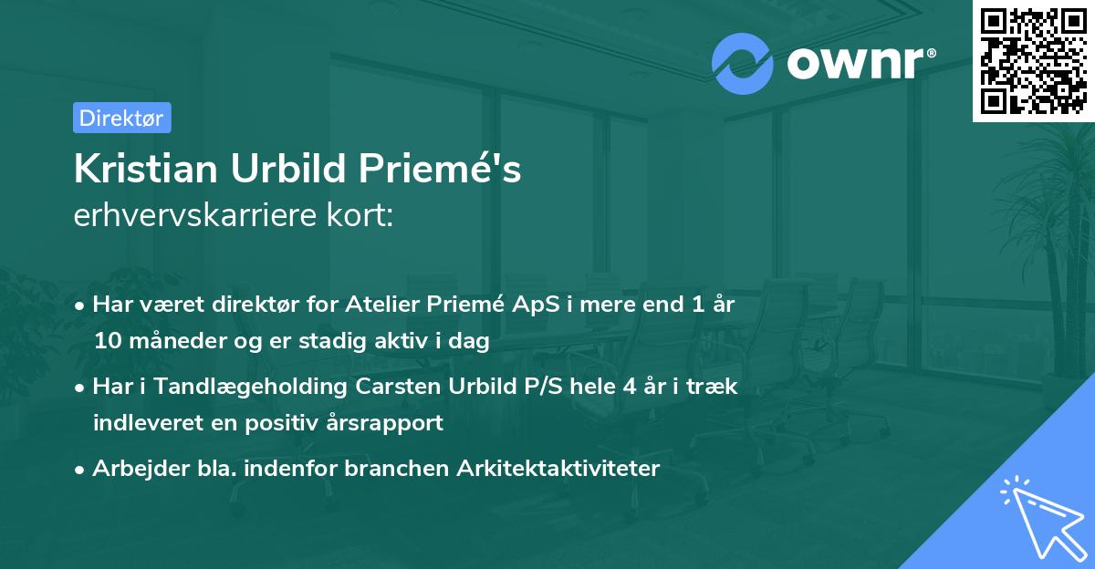 Kristian Urbild Priemé's erhvervskarriere kort