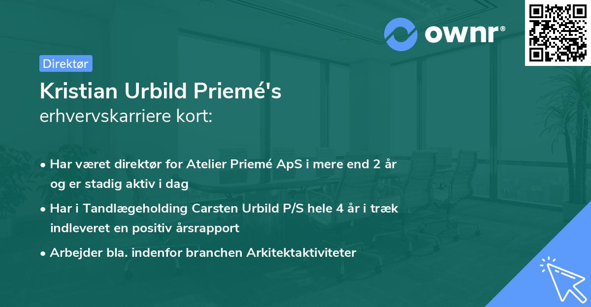 Kristian Urbild Priemé's erhvervskarriere kort