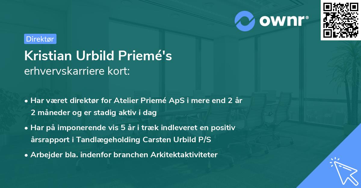 Kristian Urbild Priemé's erhvervskarriere kort