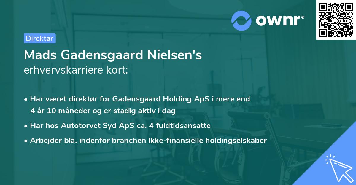 Mads Gadensgaard Nielsen's erhvervskarriere kort