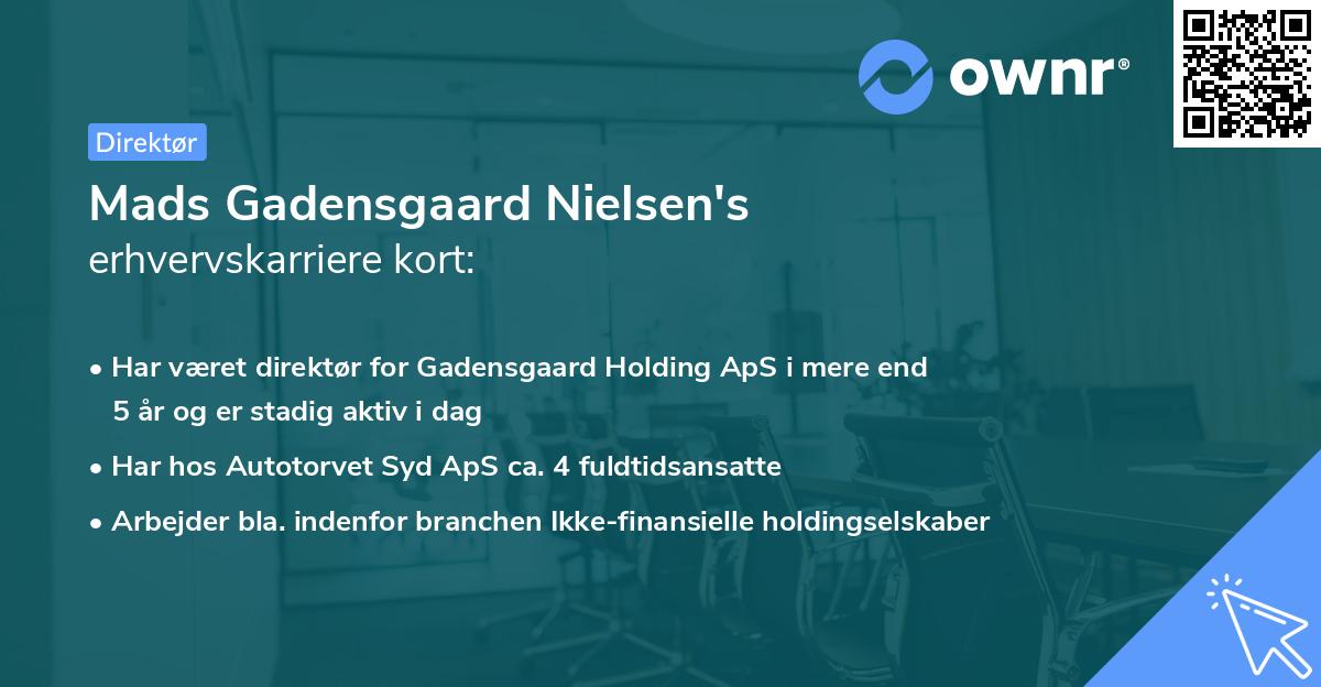 Mads Gadensgaard Nielsen's erhvervskarriere kort