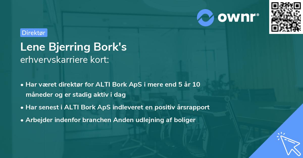 Lene Bjerring Bork's erhvervskarriere kort