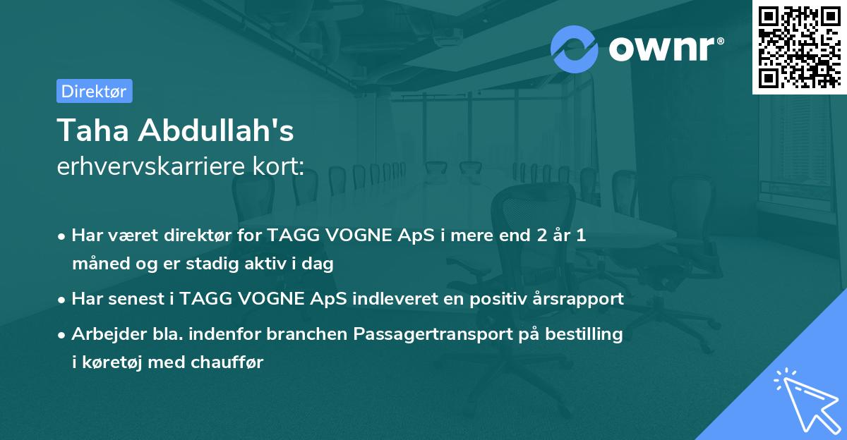 Taha Abdullah's erhvervskarriere kort