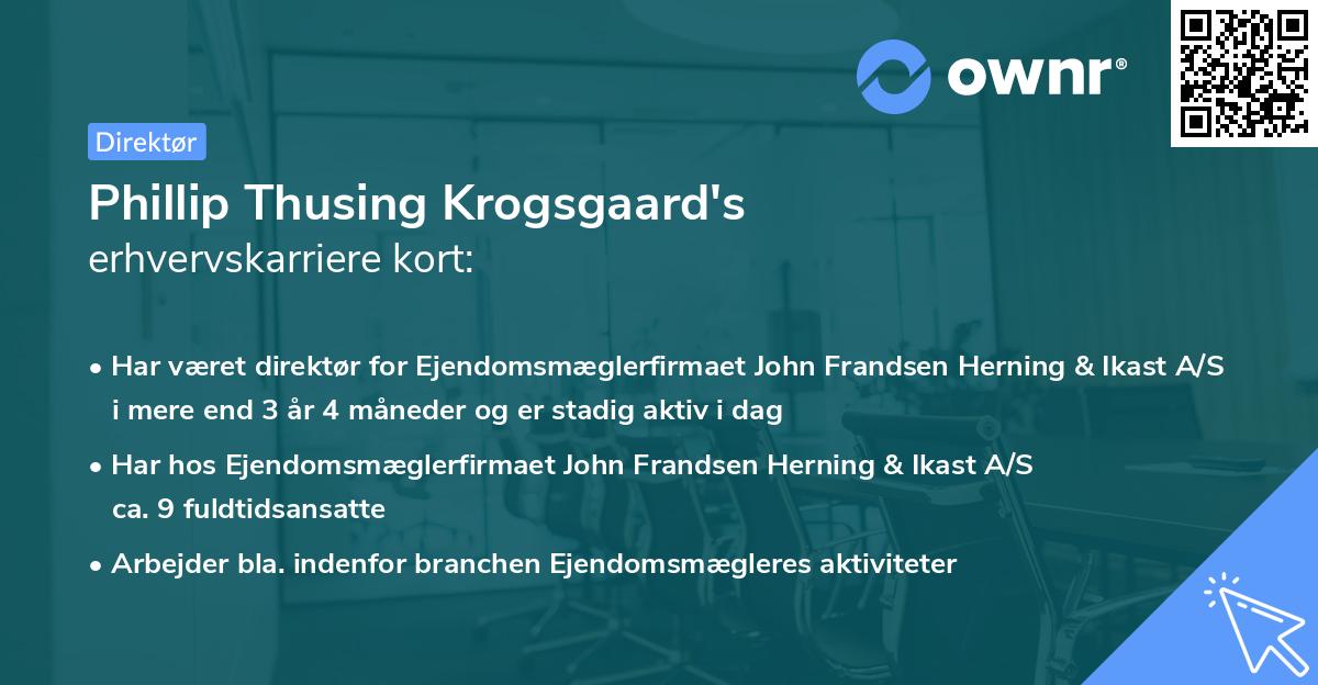 Phillip Thusing Krogsgaard's erhvervskarriere kort