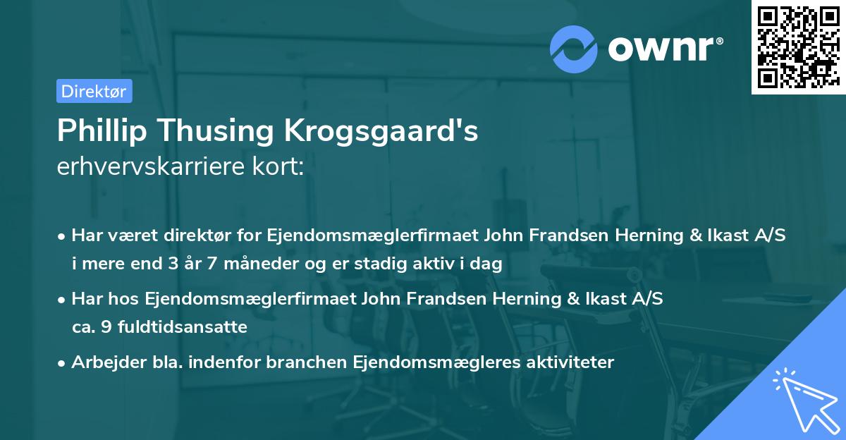 Phillip Thusing Krogsgaard's erhvervskarriere kort