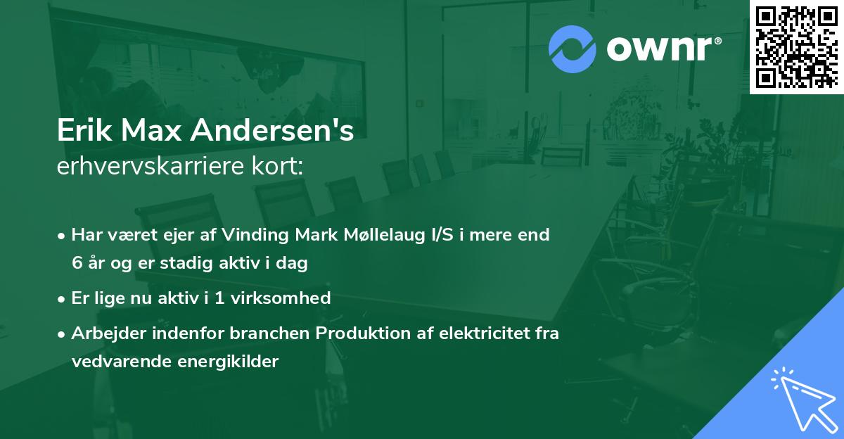 Erik Max Andersen's erhvervskarriere kort
