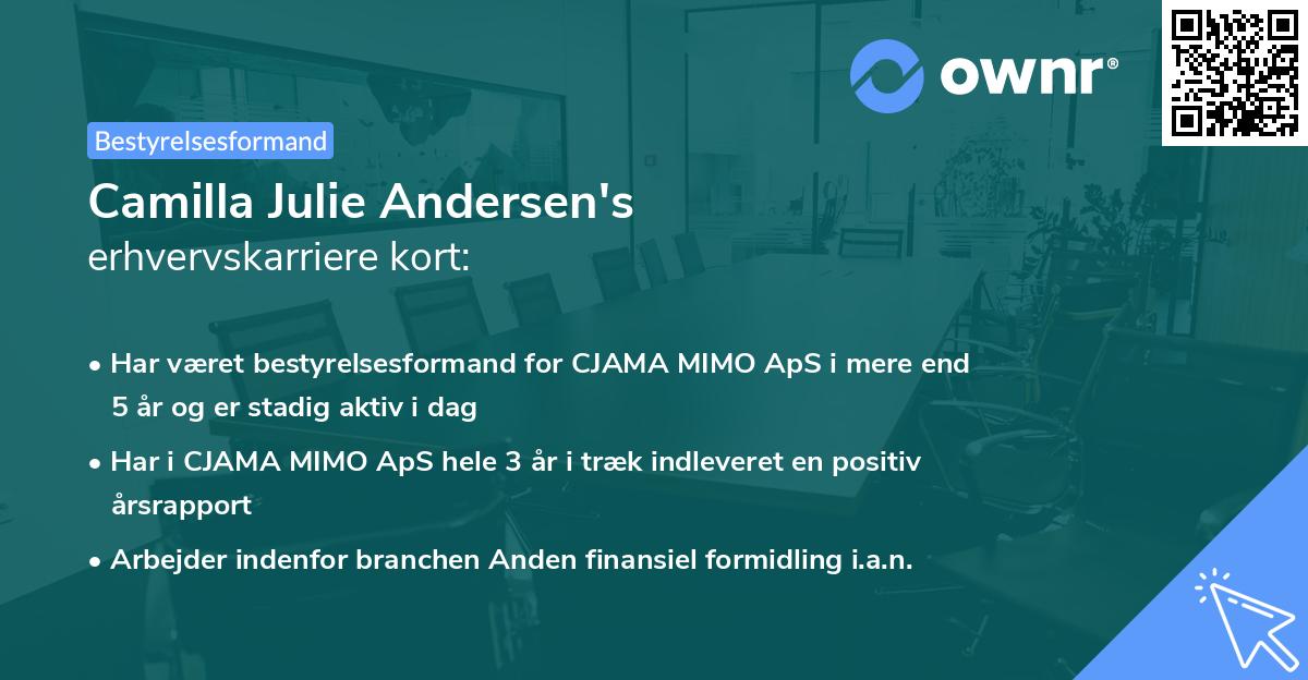 Camilla Julie Andersen's erhvervskarriere kort