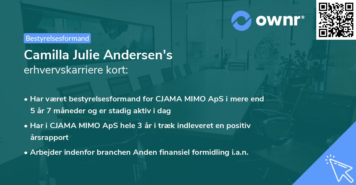 Camilla Julie Andersen's erhvervskarriere kort