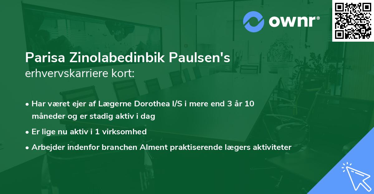 Parisa Zinolabedinbik Paulsen's erhvervskarriere kort