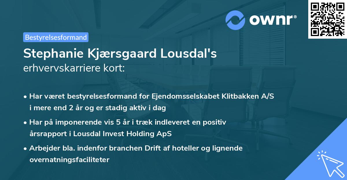 Stephanie Kjærsgaard Lousdal's erhvervskarriere kort