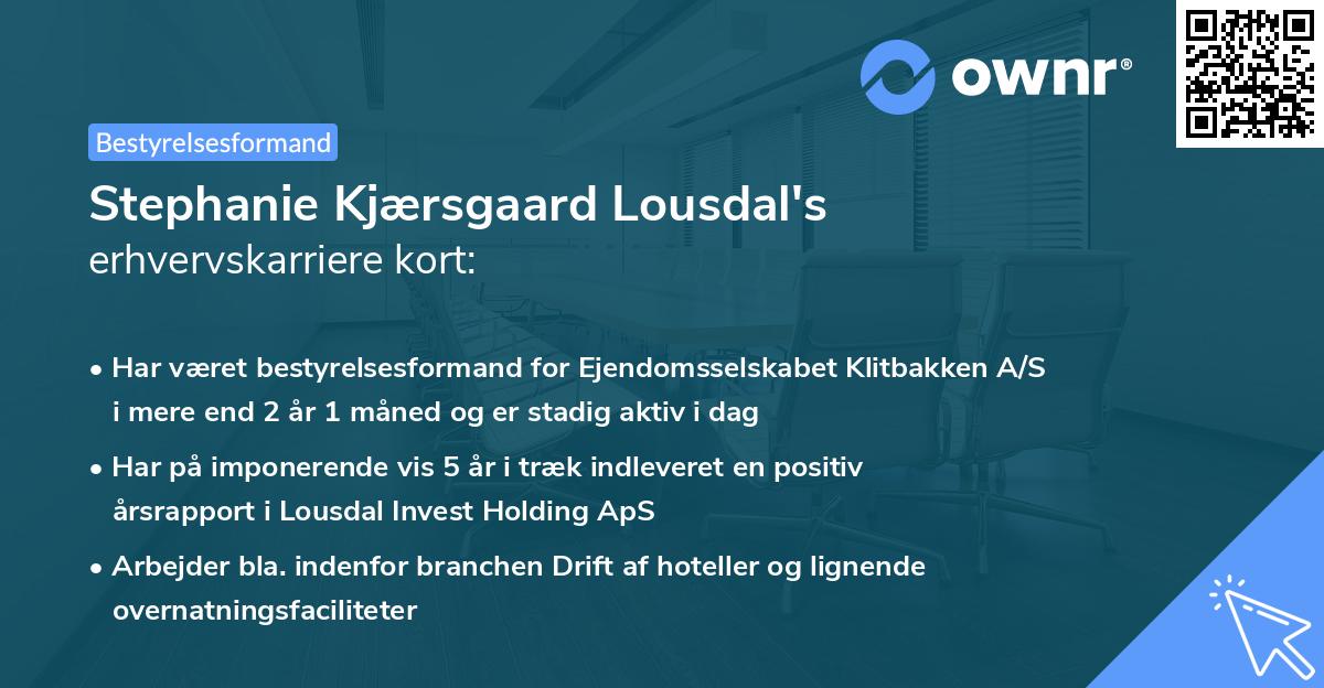 Stephanie Kjærsgaard Lousdal's erhvervskarriere kort
