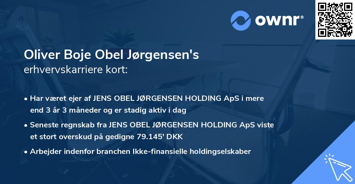 Oliver Boje Obel Jørgensen's erhvervskarriere kort