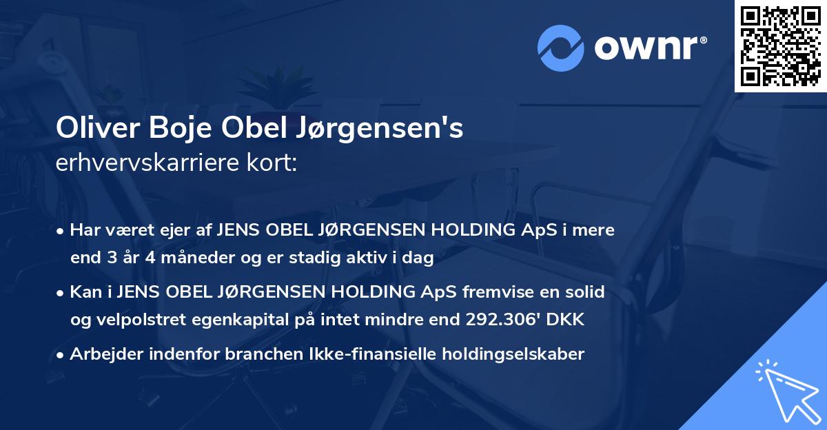 Oliver Boje Obel Jørgensen's erhvervskarriere kort