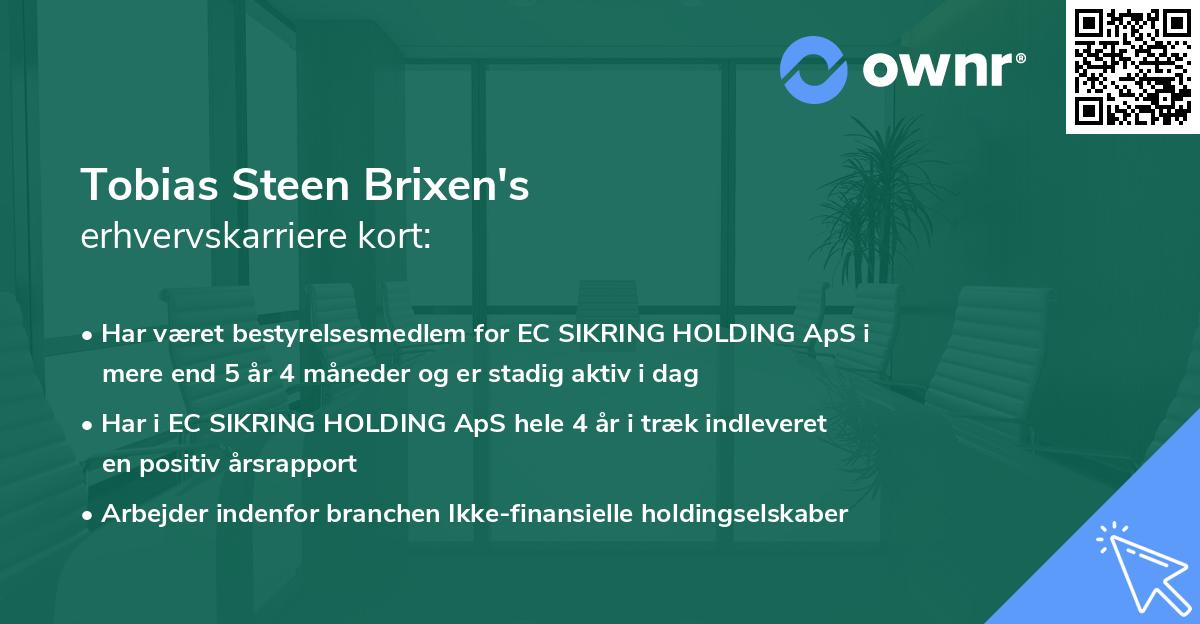 Tobias Steen Brixen's erhvervskarriere kort