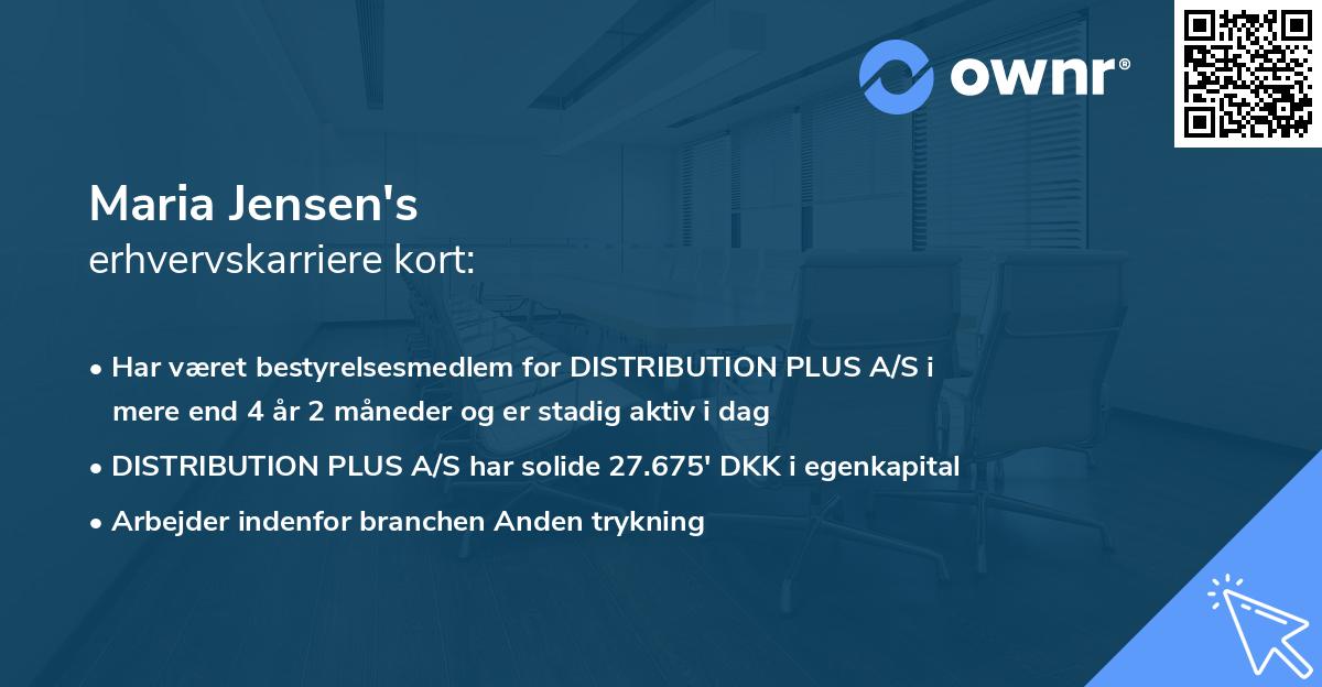 Maria Jensen's erhvervskarriere kort