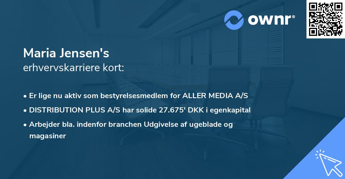Maria Jensen's erhvervskarriere kort