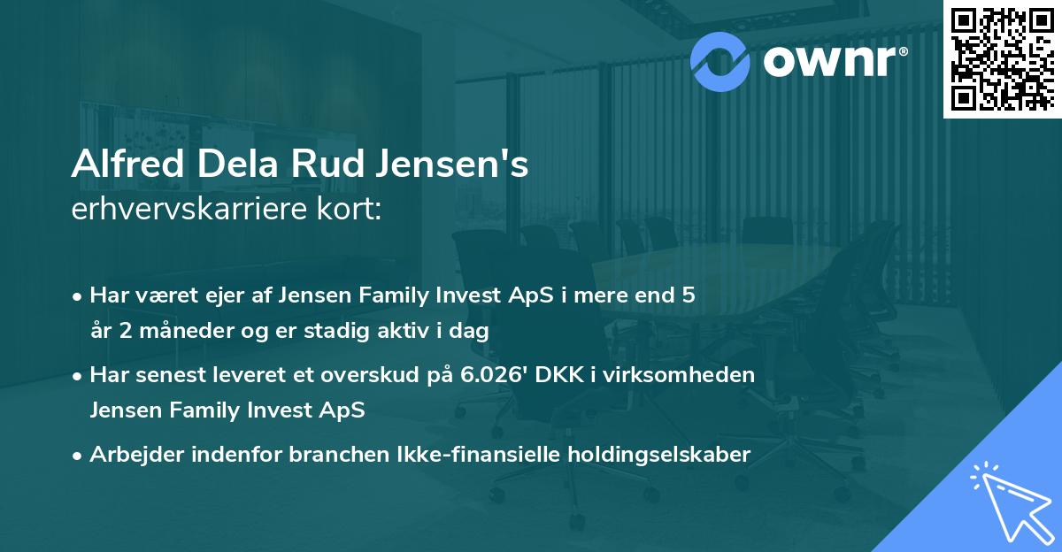Alfred Dela Rud Jensen's erhvervskarriere kort