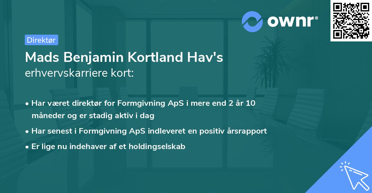 Mads Benjamin Kortland Hav's erhvervskarriere kort