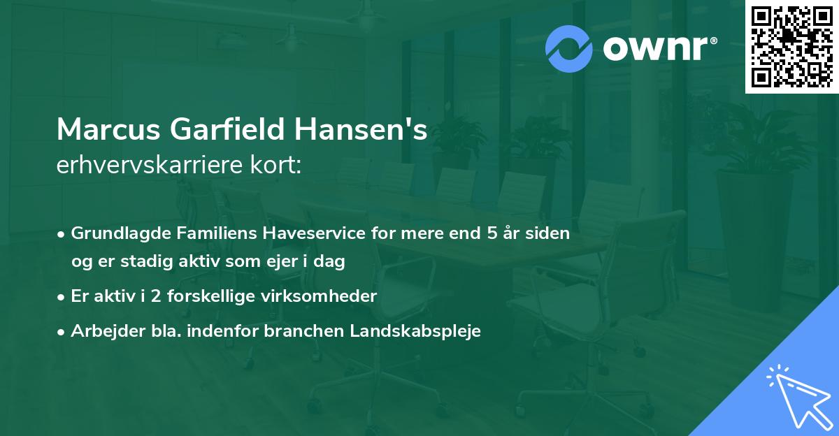 Marcus Garfield Hansen's erhvervskarriere kort