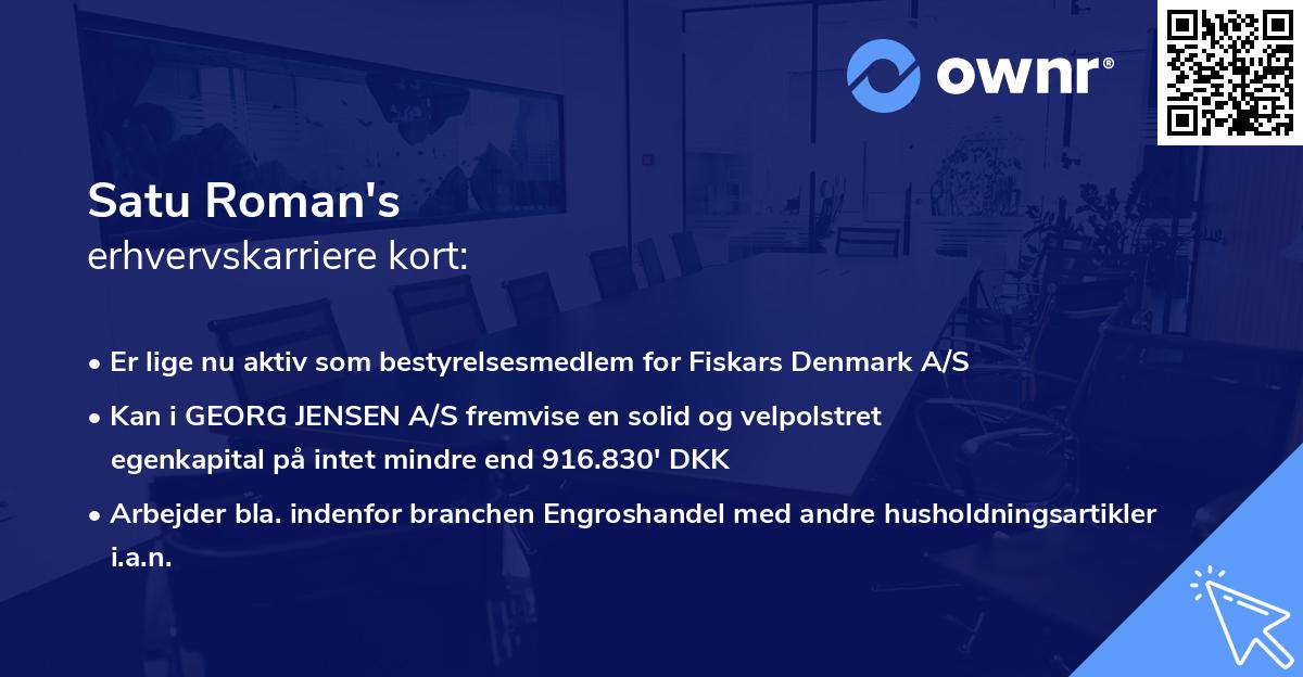 Satu Roman's erhvervskarriere kort