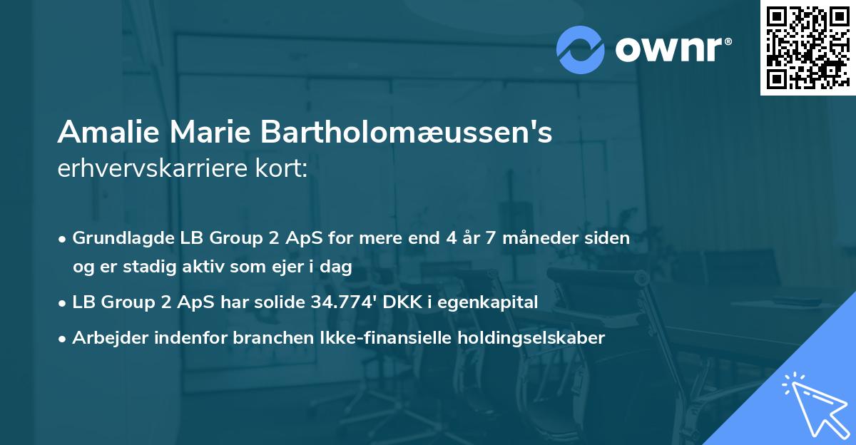Amalie Marie Bartholomæussen's erhvervskarriere kort