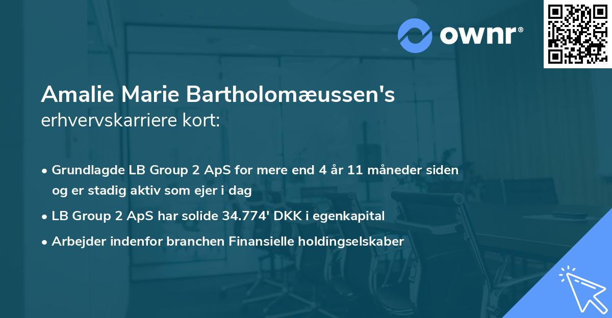 Amalie Marie Bartholomæussen's erhvervskarriere kort