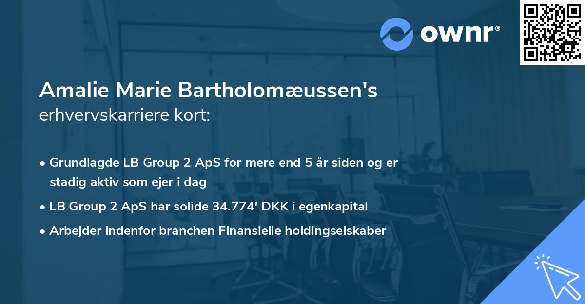 Amalie Marie Bartholomæussen's erhvervskarriere kort