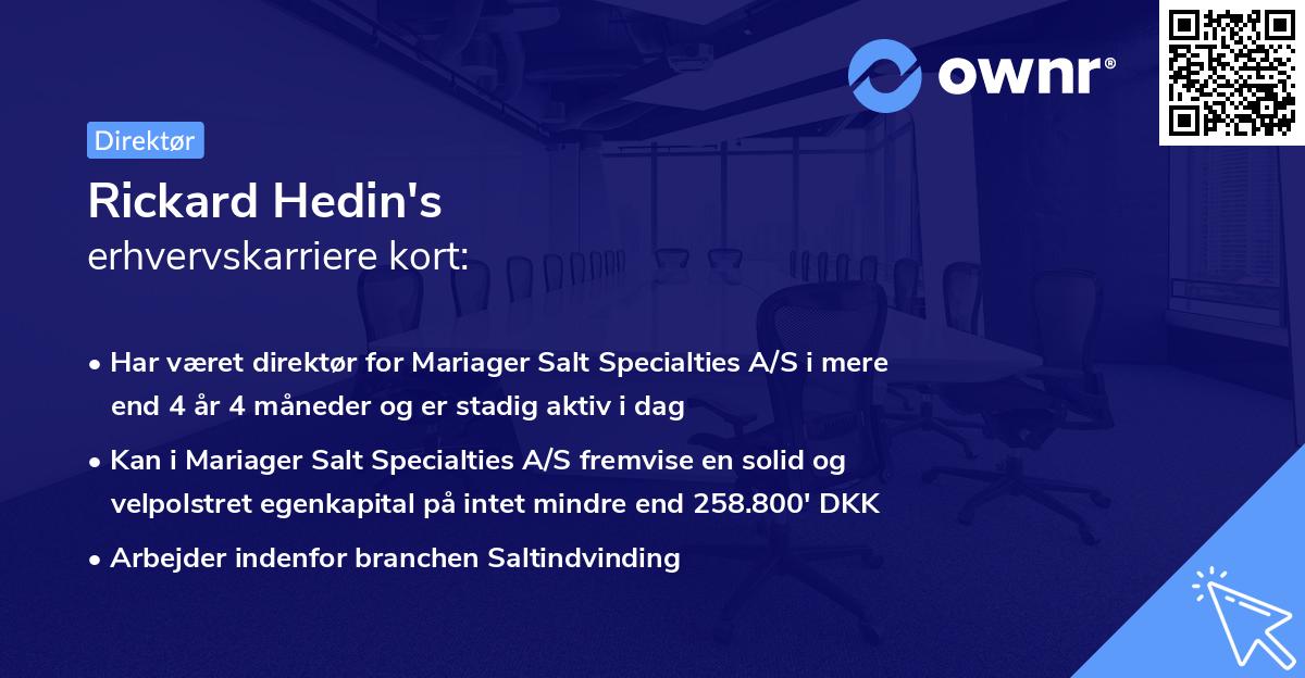 Rickard Hedin's erhvervskarriere kort