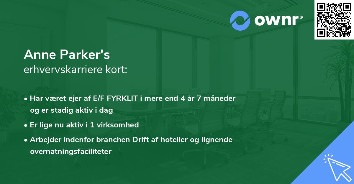Anne Parker's erhvervskarriere kort