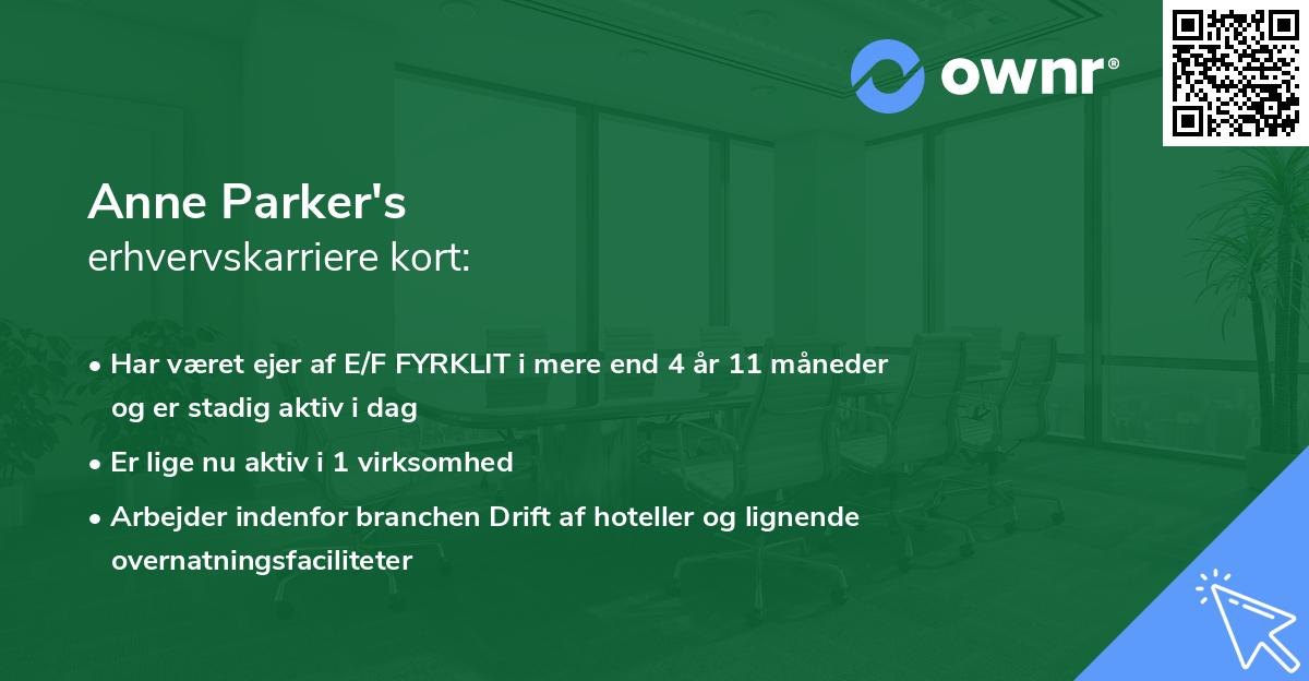 Anne Parker's erhvervskarriere kort